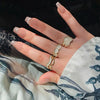 Stainless Steel Ring Gold Plated Round Splicing Open Heart Shape U Shaped Geometric