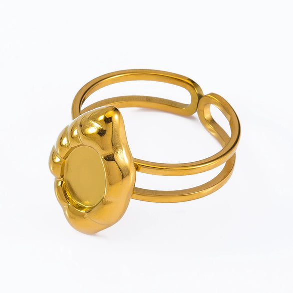 Stainless Steel Ring Holder Vintage Style Tray With Twist Adjustable Design And Electroplating Treatment