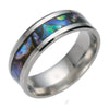 Stainless Steel Ring Jewelry Unisex U Shape Polished Inlaid With Imitation Abalone And Shell