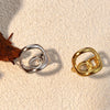 Stainless Steel Ring 18K Gold Plated Heart Shape Hollow Design Light Luxury Highend