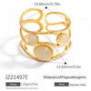 Stainless Steel Ring 18K Gold Plated Natural Stone Geometric Vintage Jewelry