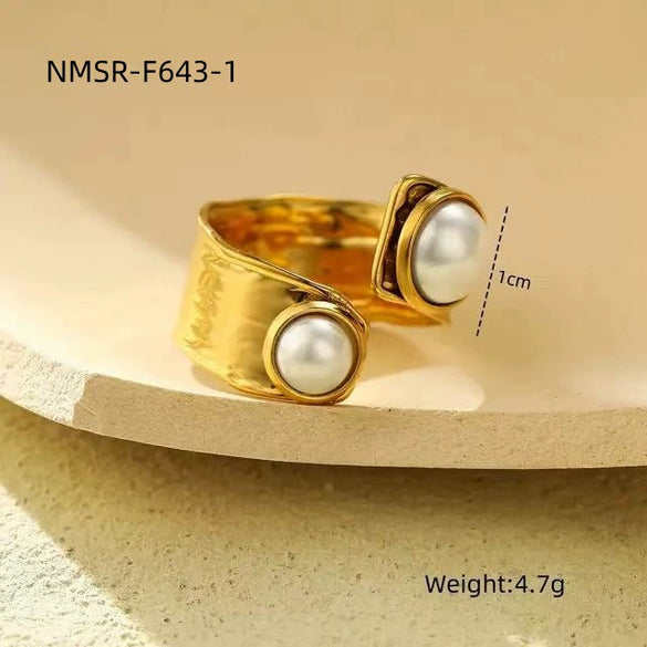 Stainless Steel Ring Light Luxury Style Geometric Electroplating Ladies Jewelry