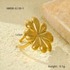 Stainless Steel Ring Light Luxury Women's Geometric Electroplated Golden Flower Pearl Design