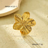 Stainless Steel Ring Light Luxury Women's Geometric Electroplated Golden Flower Pearl Design