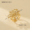 Stainless Steel Ring Light Luxury Women's Geometric Electroplated Golden Flower Pearl Design