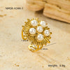 Stainless Steel Ring Light Luxury Women's Geometric Electroplated Golden Flower Pearl Design
