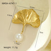 Stainless Steel Ring Light Luxury Women's Geometric Electroplated Golden Flower Pearl Design