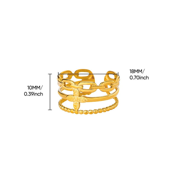 Stainless Steel Ring Minimalist Style Hollow Design Electroplating Process