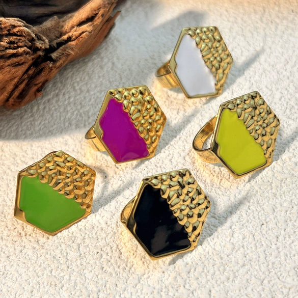 Stainless Steel Ring Natural Geometric Heart Shape Electroplating Design Unisex