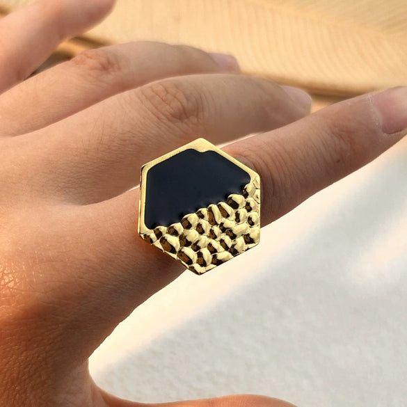 Stainless Steel Ring Natural Geometric Heart Shape Electroplating Design Unisex
