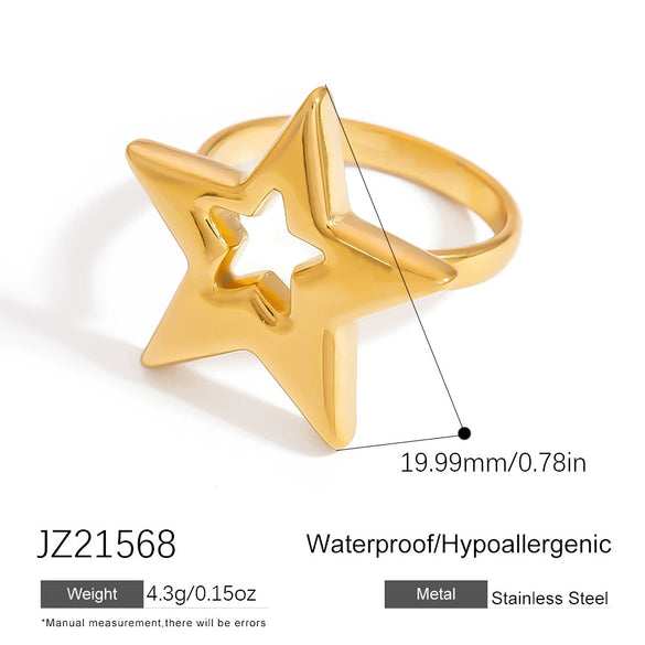 Stainless Steel Ring Ocean Series Starfish Shell Geometric Fashion Minimalist Electroplated Women's Jewelry