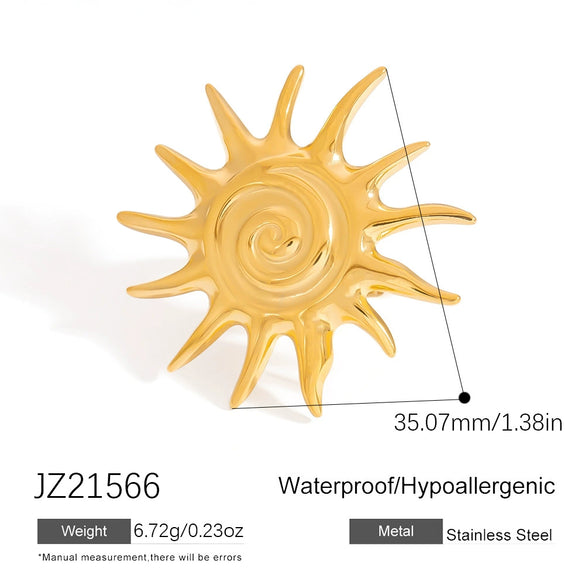 Stainless Steel Ring Ocean Series Starfish Shell Geometric Fashion Minimalist Electroplated Women's Jewelry