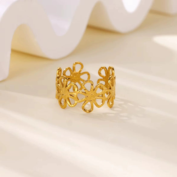 Stainless Steel Ring Snake Shaped Flower Geometric Electroplated Female Stylish Ring