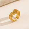 Stainless Steel Ring V Design Opening Adjustable Electroplated With Letters Numbers Text For Women