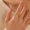 Stainless Steel Ring V Design Opening Adjustable Electroplated With Letters Numbers Text For Women