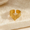 Stainless Steel Ring V Design Opening Adjustable Electroplated With Letters Numbers Text For Women