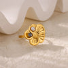 Stainless Steel Ring With Golden Flower Pearl For Women Luxury Electroplated