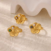 Stainless Steel Ring With Golden Flower Pearl For Women Luxury Electroplated