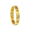 Stainless Steel Ring With Roman Digital And Letter Pattern Gold Plated Hollow For Couples