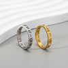Stainless Steel Ring With Roman Digital And Letter Pattern Gold Plated Hollow For Couples