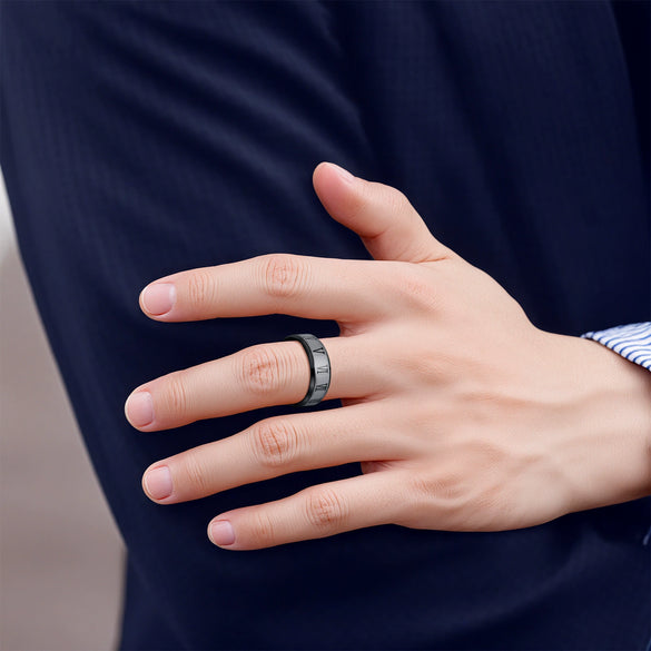 Stainless Steel Ring With Roman Numeral Pattern Vacuum Electroplated Unisex Jewelry