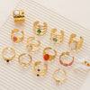 Stainless Steel Ring With Turquoise Inlay Geometric Style Opening Adjustable For Women