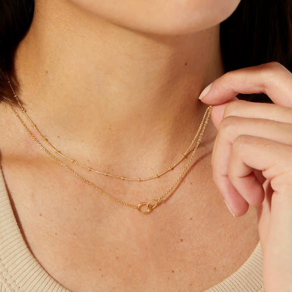 Stainless Steel Ringlinked Doublelayer Niche Design Sense Titanium Steel Necklace With Geometric Pattern Electroplated