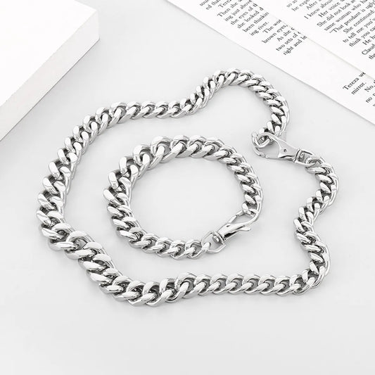 Stainless Steel Rock Punk Solid Color Bracelets Necklace