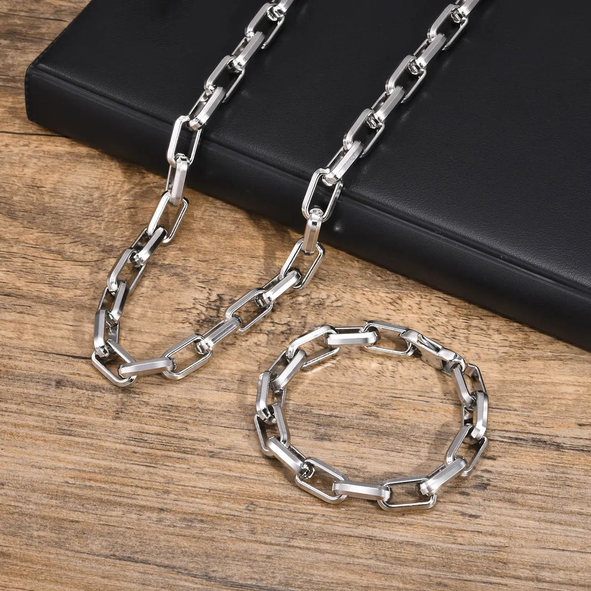 Stainless Steel Rock Simple Style Streetwear Solid Color Bracelets Necklace