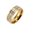 Stainless Steel Rose Gold Geometric Ring Minimal Electroplated Starry Couple Band Unisex Fashion Jewelry