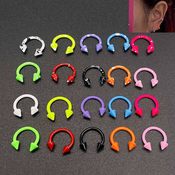 Stainless Steel Round Baking Paint Nose Ring And Ear Bone Nail Body Piercing Jewelry