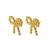 Stainless Steel Round Bead Bow Earrings Jewelry For Women With Electroplating