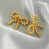 Stainless Steel Round Bead Bow Earrings Jewelry For Women With Electroplating