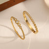 Stainless Steel Round Bead Bracelet For Women Light Luxury Geometric Style 18K Goldplated Electroplated Diamondencrusted Zircon
