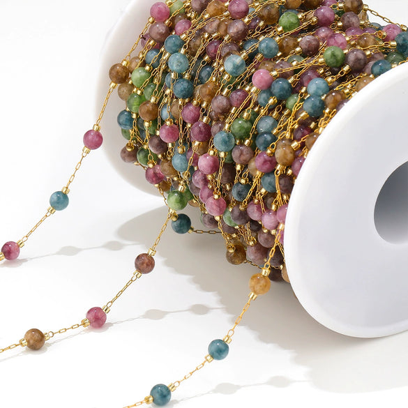 Stainless Steel Round Bead Chain Bracelet Necklace Electroplated Diy Jewelry Accessories