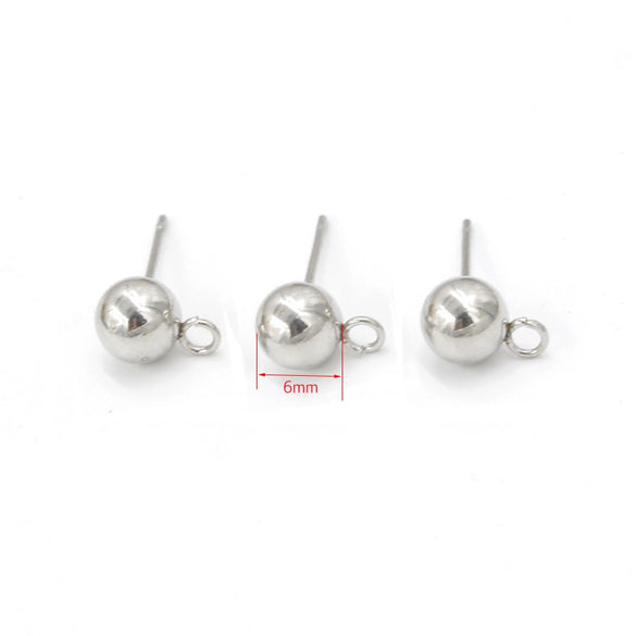Stainless Steel Round Bead Handmade Ear Studs And Earrings Jewelry Accessories With Glossy Finish And Polish Processing