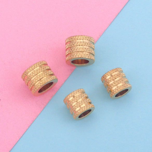 Stainless Steel Round Bead Jewelry Accessories Electroplating Drilling Long Tube Ball Diy Handmade