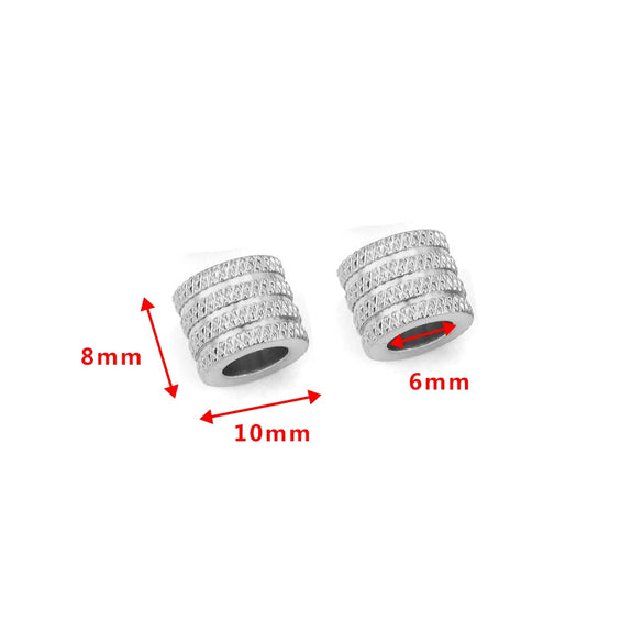 Stainless Steel Round Bead Jewelry Accessories Electroplating Drilling Long Tube Ball Diy Handmade