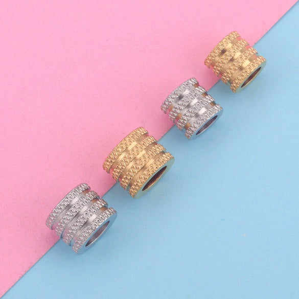Stainless Steel Round Bead Jewelry Accessories Electroplating Drilling Long Tube Ball Diy Handmade