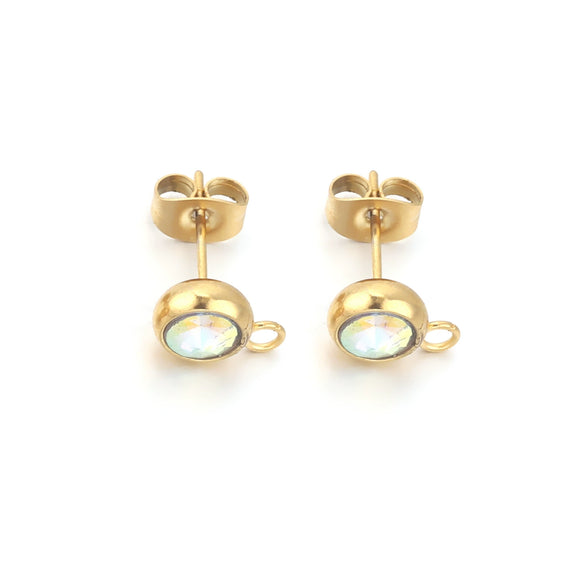 Stainless Steel Round Bead Ring Earring Accessories With Electroplating Process