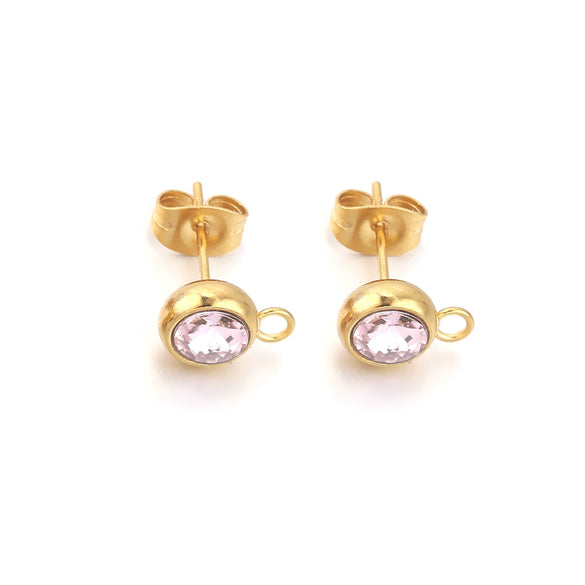 Stainless Steel Round Bead Ring Earring Accessories With Electroplating Process