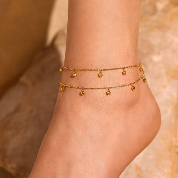 Stainless Steel Round Bead Zircon Geometric Women's Foot Chain Accessories