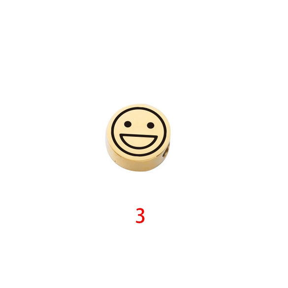 Stainless Steel Round Beads Jewelry Accessories With Geometric Figure And Electroplating For Diy