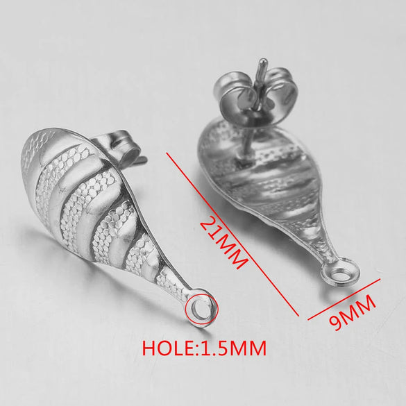 Stainless Steel Round Beads With Ring Ear Studs Handmade Vacuum Gold Plated Earrings