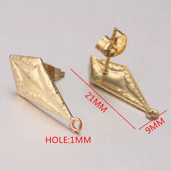 Stainless Steel Round Beads With Ring Ear Studs Handmade Vacuum Gold Plated Earrings