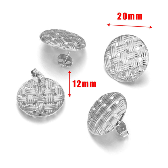 Stainless Steel Round Beads With Ring Ear Studs Handmade Vacuum Gold Plated Earrings
