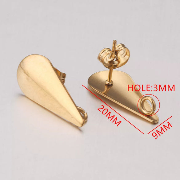 Stainless Steel Round Beads With Ring Ear Studs Handmade Vacuum Gold Plated Earrings