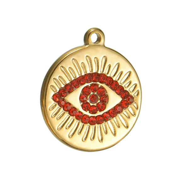 Stainless Steel Round Bohemian Style Devil's Eye Colored Diamond Electroplated Diy Bracelet Pendant Accessories