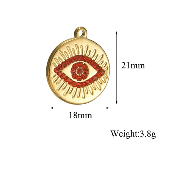 Stainless Steel Round Bohemian Style Devil's Eye Colored Diamond Electroplated Diy Bracelet Pendant Accessories