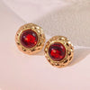 Stainless Steel Round Cake Geometric Style Electroplated Earrings For Women